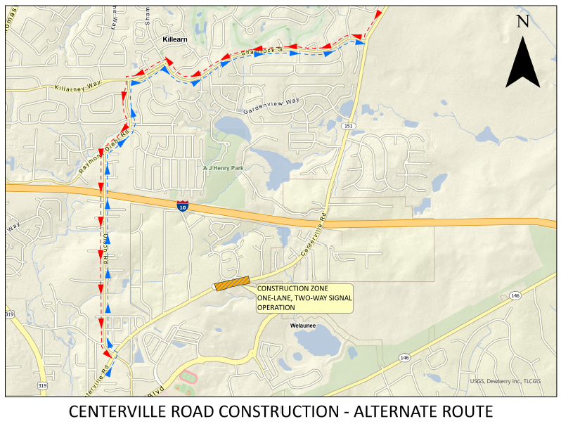 Centerville Road Lane Closure Alternative Route